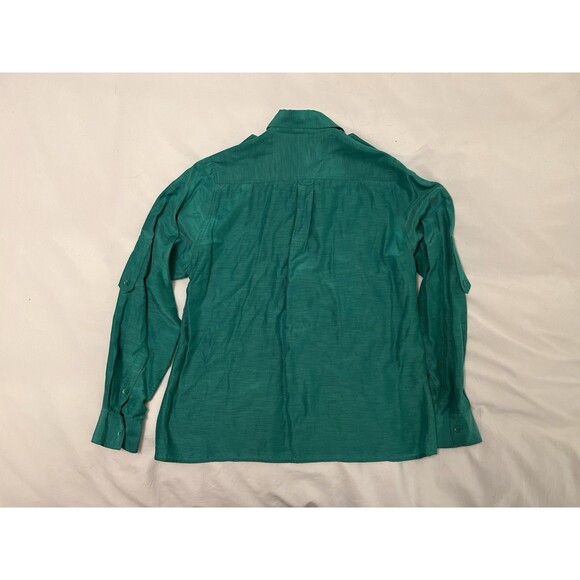 Vintage Royal Silk Le Shirt Blouse Green Button Up Dress Shirt Women’s Size 8 - Picture 5 of 8